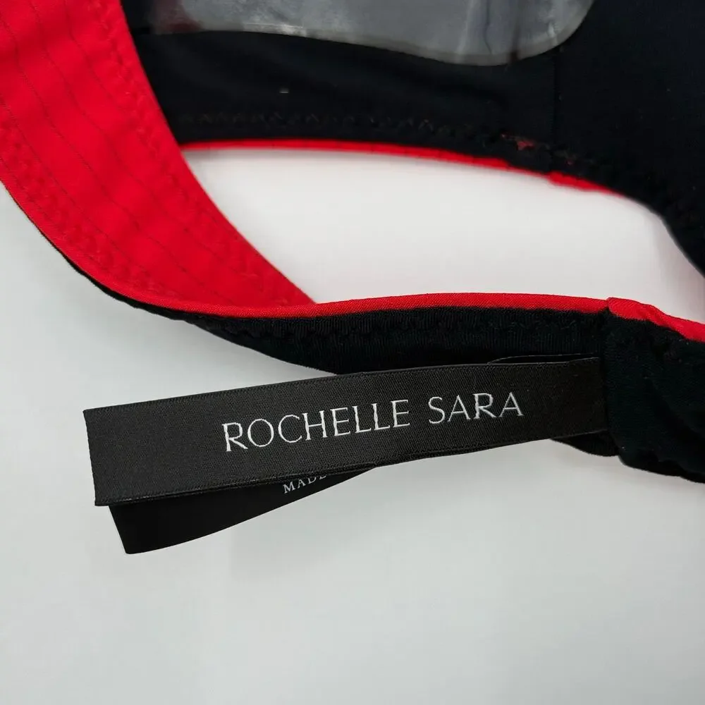 ROCHELLE SARA The Mercer Bikini Bottoms Size 2 Swim NWT Stripe Hibiscus Designer